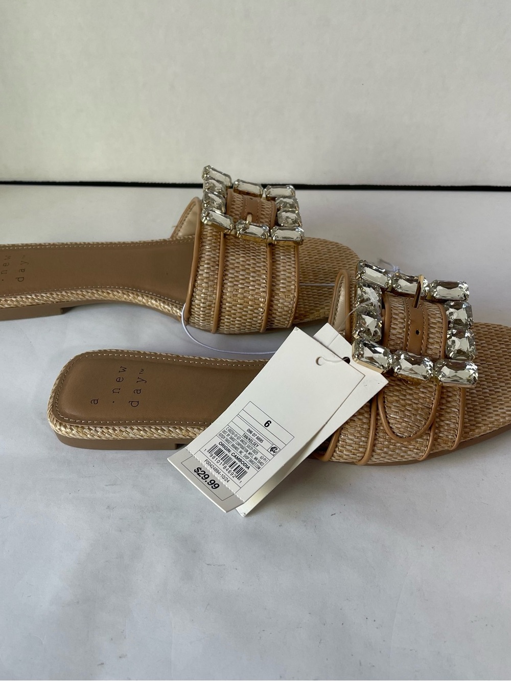 a new day Rhinestone Buckle Tan Kelsey Slide Sandals - Picture 5 of 12